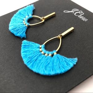 J. Crew Tassel Fan Earrings in Blue.